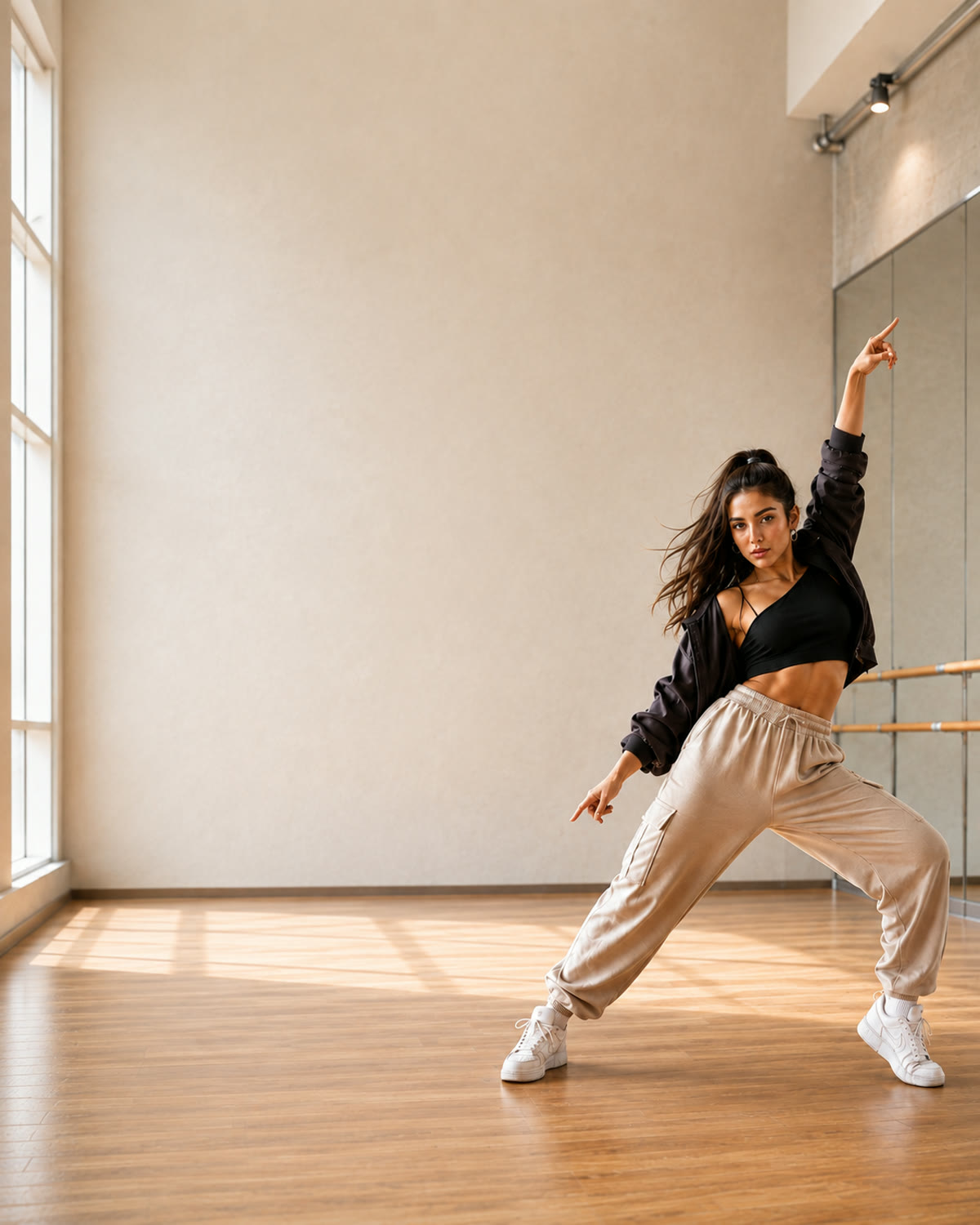 Ragazzi durante una lezione di hip hop in sala danza